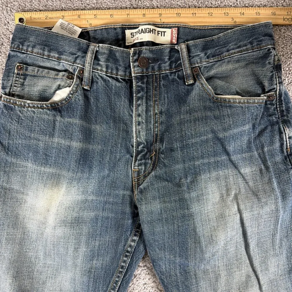 Levis 505 Jeans Mens 32x30 Faded Whiskered Denim Straight Leg Y2K Honeycomb Work